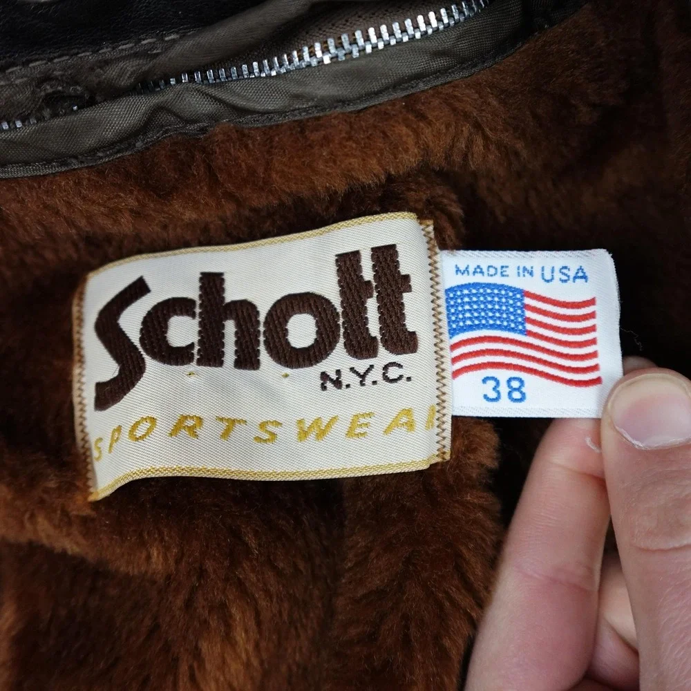 Vintage Schott G1 Flight Jacket Mens 38 Brown Leather Bomber USA Zip